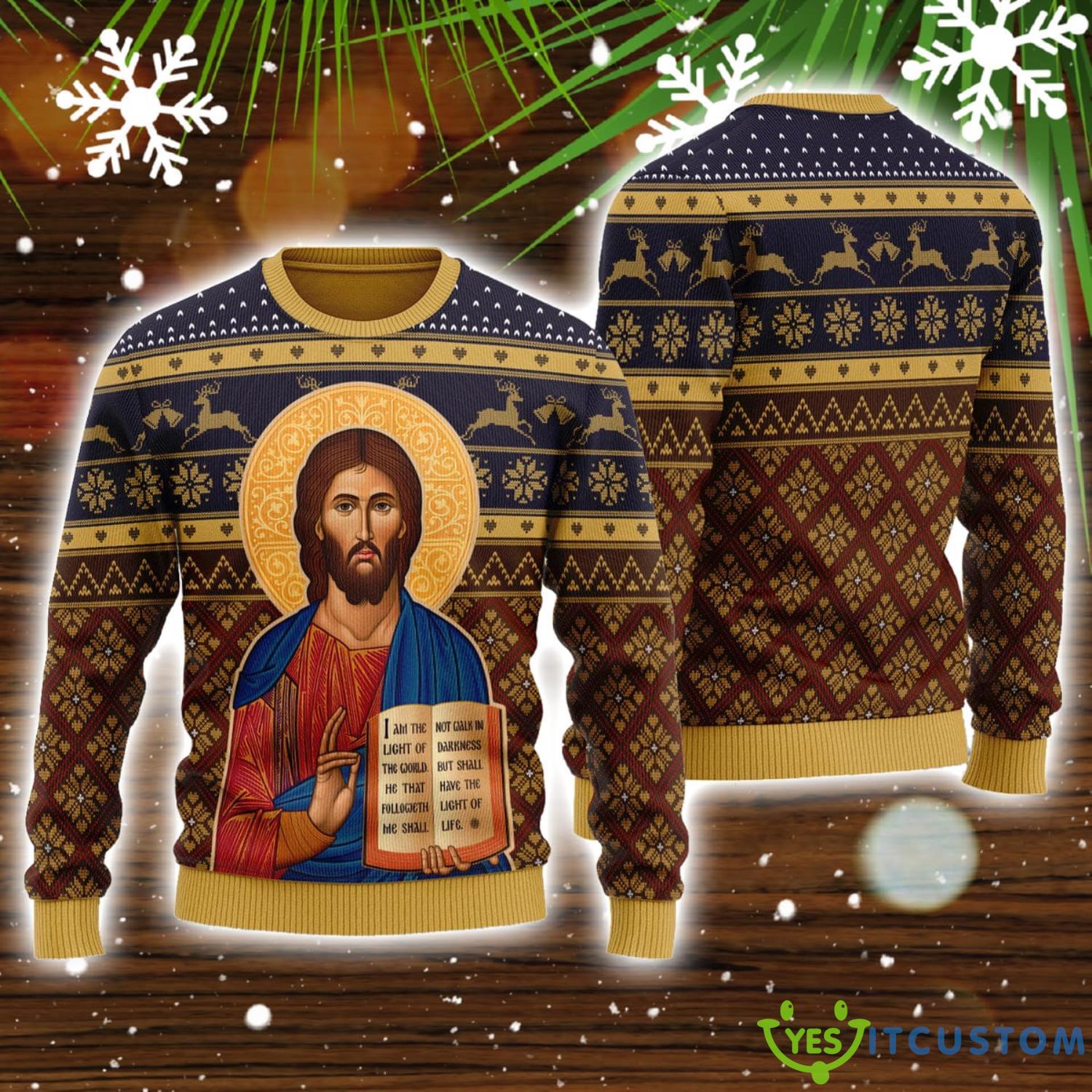 Cretan-Style Christ the Teacher Artwork Ugly Christmas Sweater Christmas Gifts Unisex 3 Cretan-Style Christ the Teacher Artwork Ugly Christmas Sweater Christmas Gifts Unisex Product Photo 1