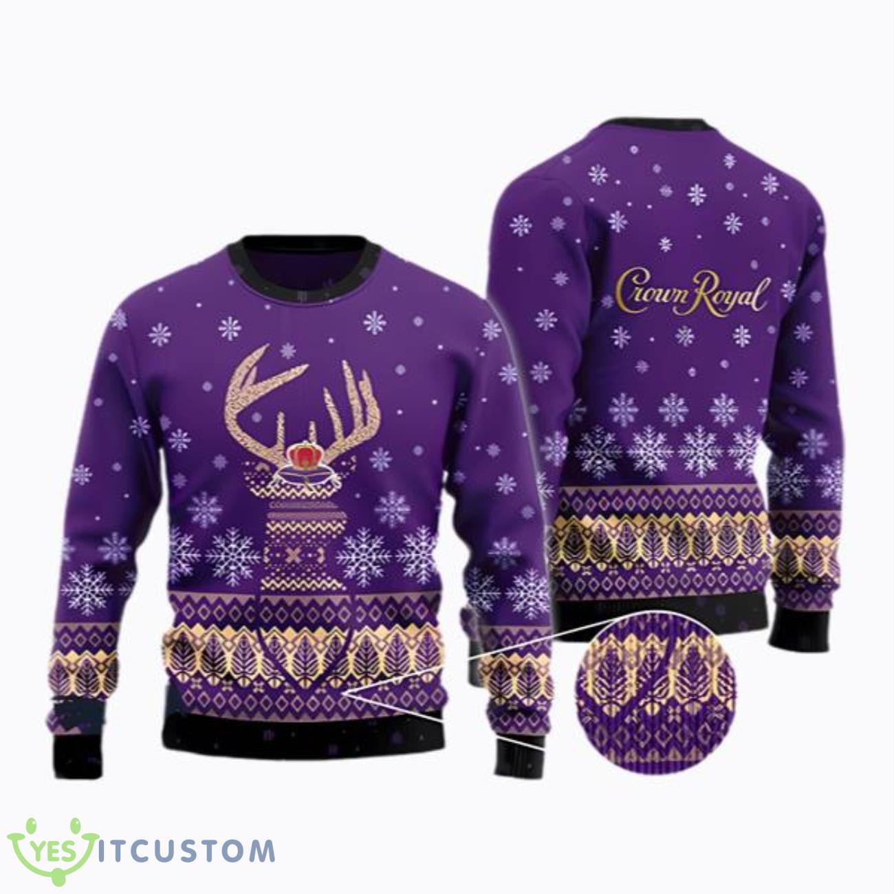 Crown Royal All Over Print Christmas Ugly Sweater 3 Crown Royal All Over Print Christmas Ugly Sweater Product Photo 1