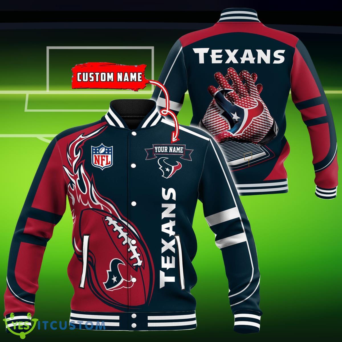 Custom Name Houston Texans NFL Teams Baseball Jacket Impressive Gift 7 Custom Name Houston Texans NFL Teams Baseball Jacket Impressive Gift Product Photo 1