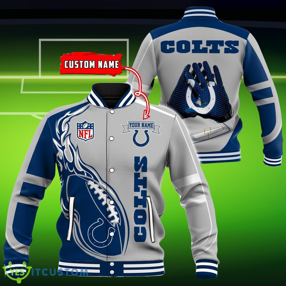 Custom Name Indianapolis Colts NFL Teams Baseball Jacket Impressive Gift 7 Custom Name Indianapolis Colts NFL Teams Baseball Jacket Impressive Gift Product Photo 1