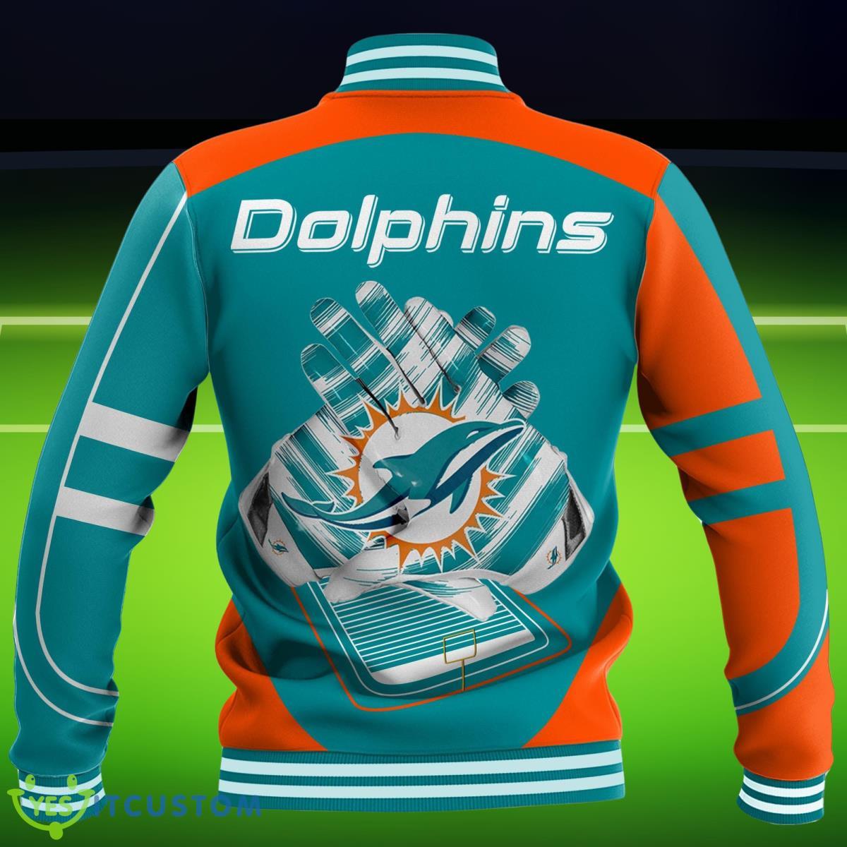 Custom Name Miami Dolphins NFL Teams Baseball Jacket Impressive Gift 8 Custom Name Miami Dolphins NFL Teams Baseball Jacket Impressive Gift Product Photo 2
