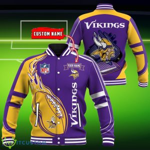 Custom Name Minnesota Vikings NFL Teams Baseball Jacket Impressive Gift Product Photo 1