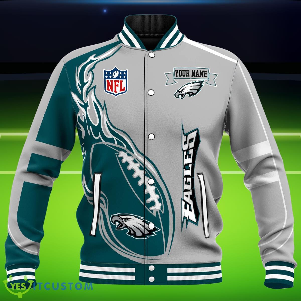 Custom Name Philadelphia Eagles NFL Teams Baseball Jacket Impressive Gift 3 Custom Name Philadelphia Eagles NFL Teams Baseball Jacket Impressive Gift Product Photo 3