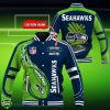 Custom Name Seattle Seahawks NFL Teams Baseball Jacket Impressive Gift Product Photo 1
