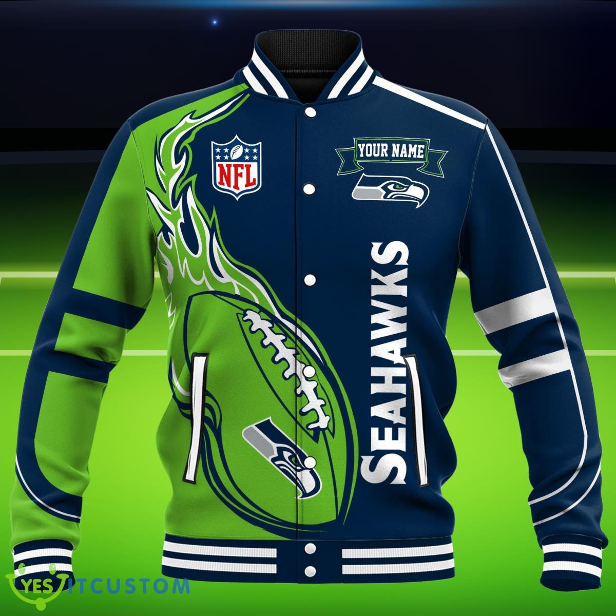 Custom Name Seattle Seahawks NFL Teams Baseball Jacket Impressive Gift 3 Custom Name Seattle Seahawks NFL Teams Baseball Jacket Impressive Gift Product Photo 3