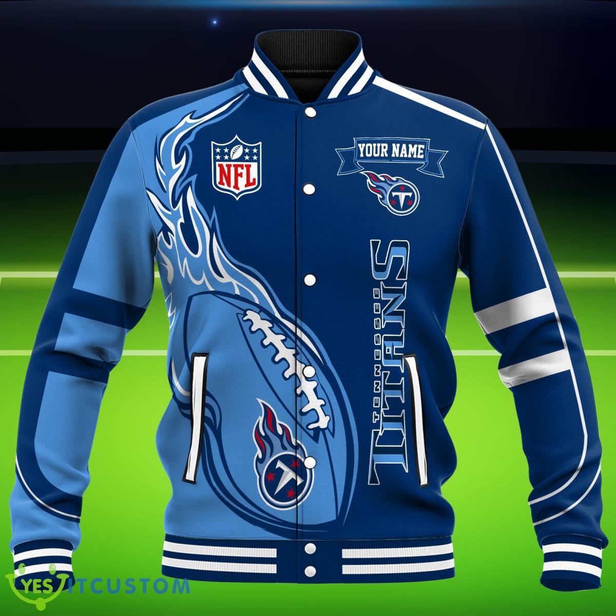 Custom Name Tennessee Titans NFL Teams Baseball Jacket Impressive Gift 3 Custom Name Tennessee Titans NFL Teams Baseball Jacket Impressive Gift Product Photo 3
