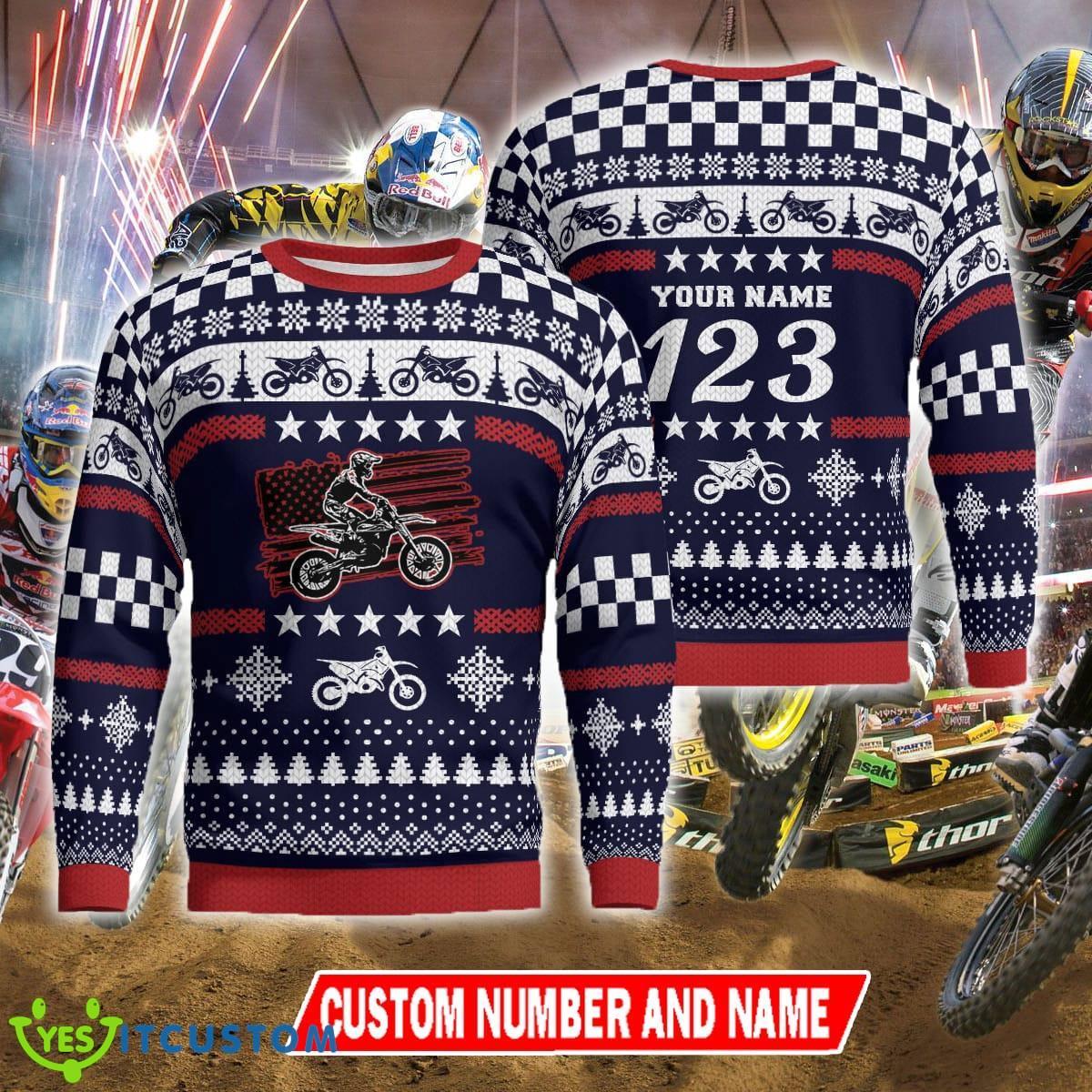 Custom Number And Name Christmas Motocross rider Live Ugly Christmas Sweater Men Women 5 Custom Number And Name Christmas Motocross rider Live Ugly Christmas Sweater Men Women - Christmas Motocross rider Ugly Christmas Sweater Photo 1