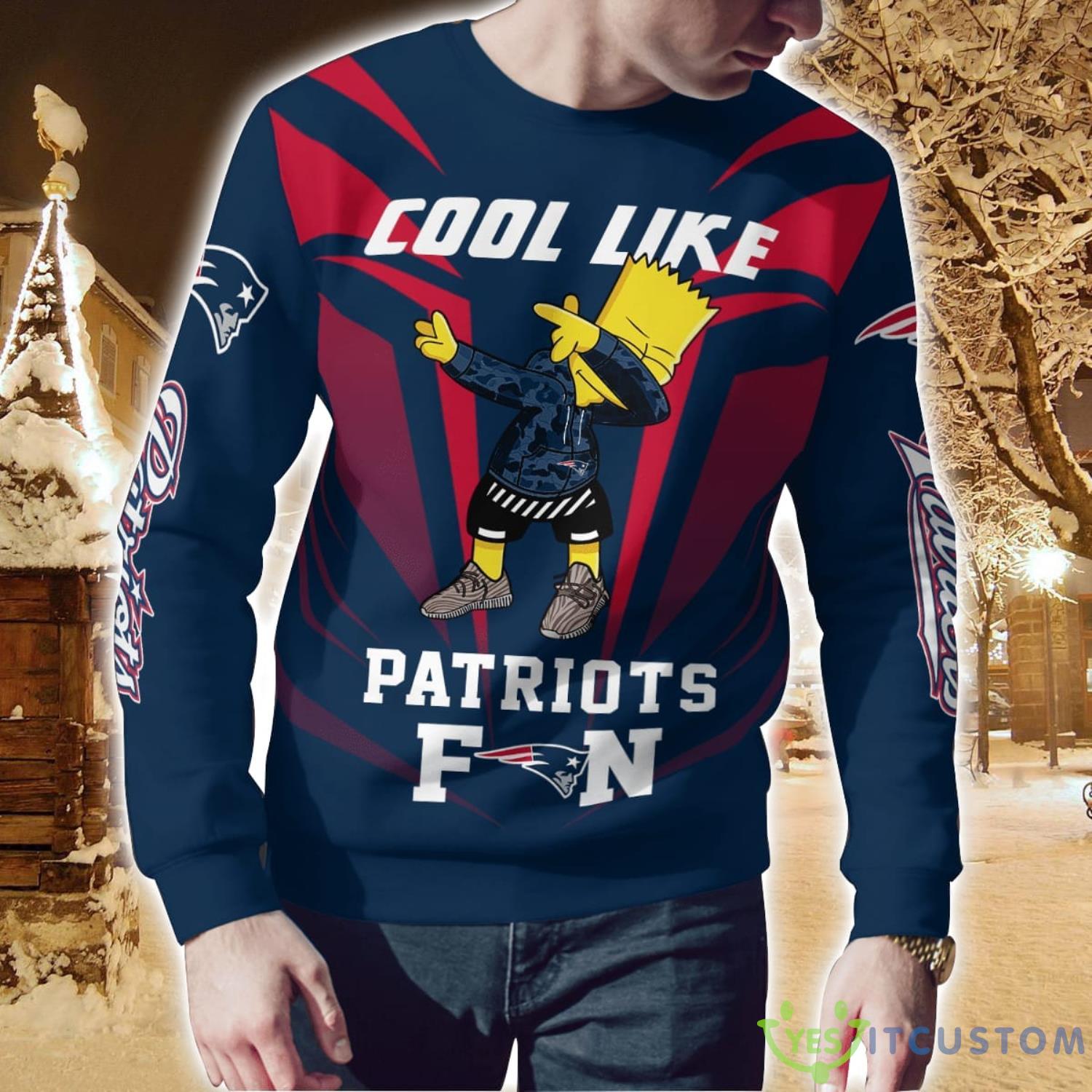 Cute Cool Like New England Patriots Fan Bart Simpson Dab Ugly Christmas Sweater 6 Cute Cool Like New England Patriots Fan Bart Simpson Dab Ugly Christmas Sweater Product Photo 2