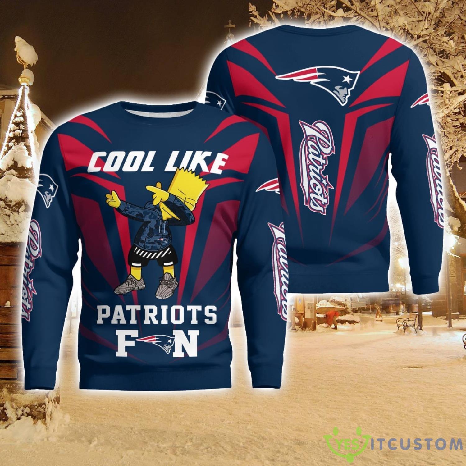 Cute Cool Like New England Patriots Fan Bart Simpson Dab Ugly Christmas Sweater 5 Cute Cool Like New England Patriots Fan Bart Simpson Dab Ugly Christmas Sweater Product Photo 1