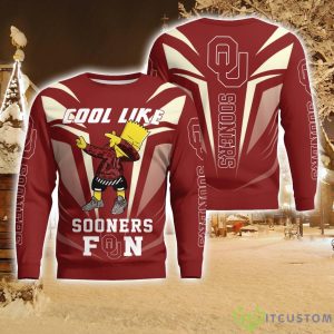 Cute Cool Like Oklahoma Sooners Fan Bart Simpson Dab Ugly Christmas Sweater Product Photo 1