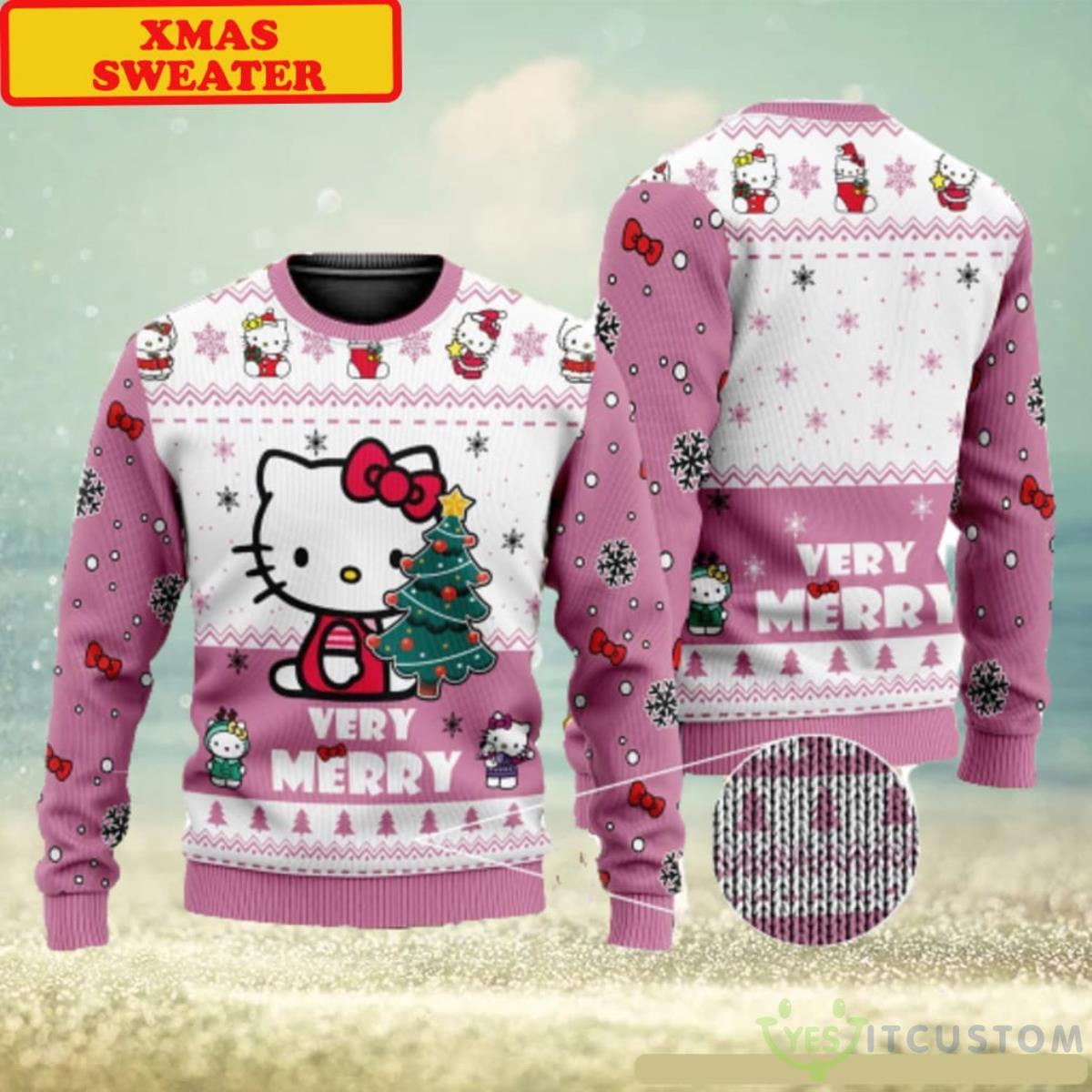 Cute Hello Kitty Ugly Christmas Sweater 3 Cute Hello Kitty Ugly Christmas Sweater - Cute Hello Kitty 3D All Over Printed Ugly Christmas Sweater Christmas Gift For Family_1