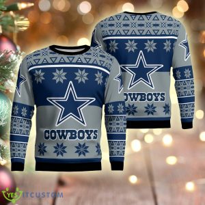 Dallas Cowboys Winter Knitted Xmas 3D Sweater Gift For Fans - Dallas Cowboys Winter Ugly Christmas Sweater Photo 1