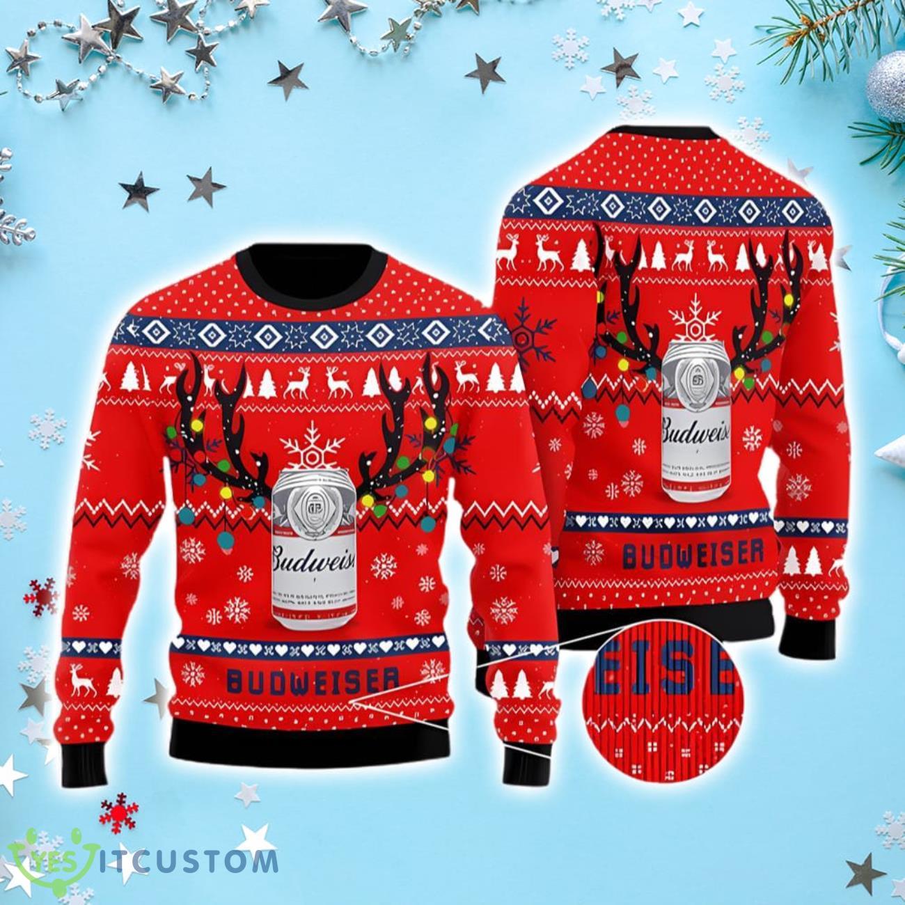 Deer Budweiser Ugly Beer Christmas Sweaters 3 Deer Budweiser Ugly Beer Christmas Sweaters Product Photo 1