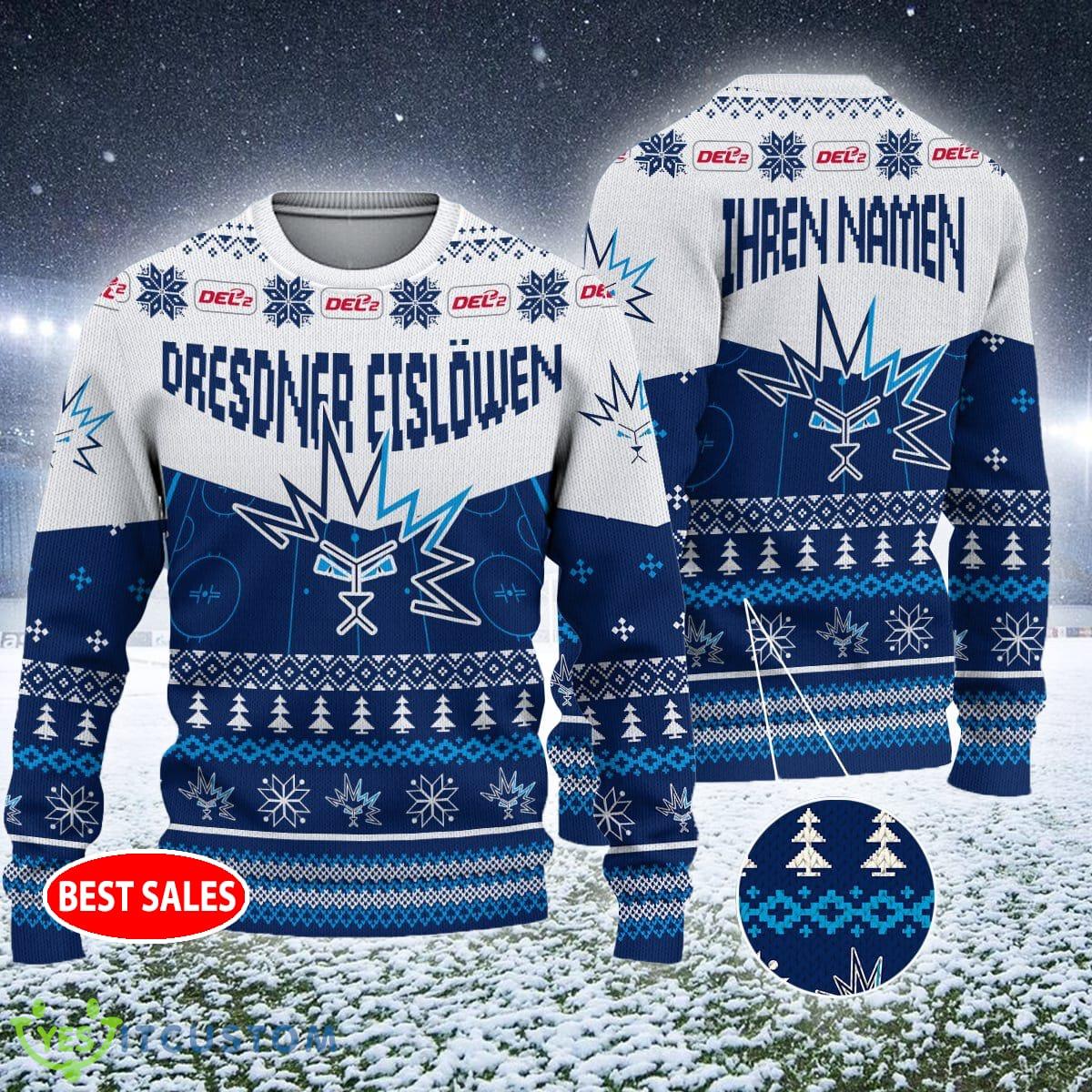 DEL Mascot Dresdner Eislöwen Style Xmas Ugly Sweater Personalized 3 DEL Mascot Dresdner Eislöwen Style Xmas Ugly Sweater Personalized - DEL Mascot Dresdner Eislöwen Style Xmas Ugly Sweater Personalized