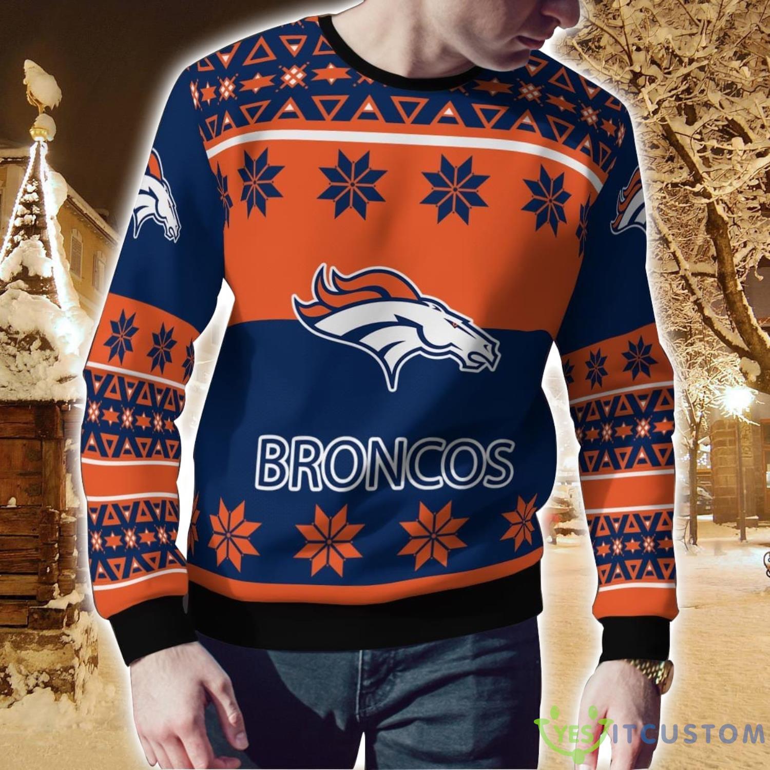 Denver Broncos Logo Big Snowflake Pattern Ugly Christmas Sweater 6 Denver Broncos Logo Big Snowflake Pattern Ugly Christmas Sweater Product Photo 2