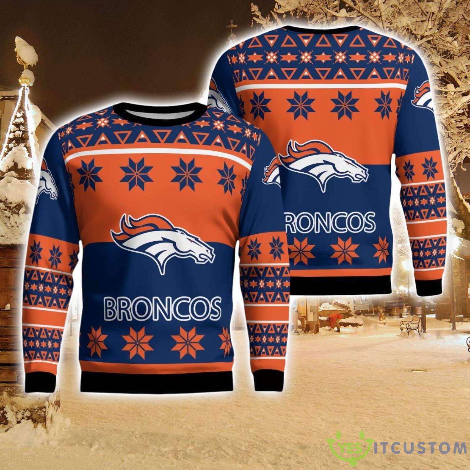 Denver Broncos Logo Big Snowflake Pattern Ugly Christmas Sweater 5 Denver Broncos Logo Big Snowflake Pattern Ugly Christmas Sweater Product Photo 1