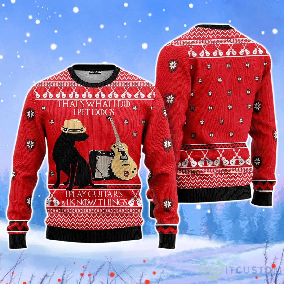 Dog Guitar Christmas Unisex Ugly Sweater 3 Dog Guitar Christmas Unisex Ugly Sweater Product Photo 1