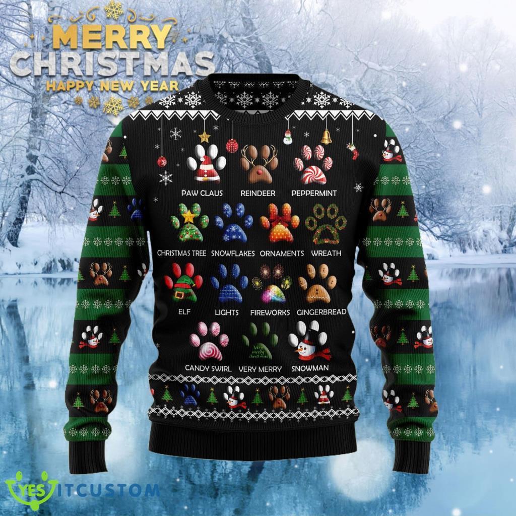 Dog Pawprint Christmas Ugly Sweater 3 Dog Pawprint Christmas Ugly Sweater Product Photo 1