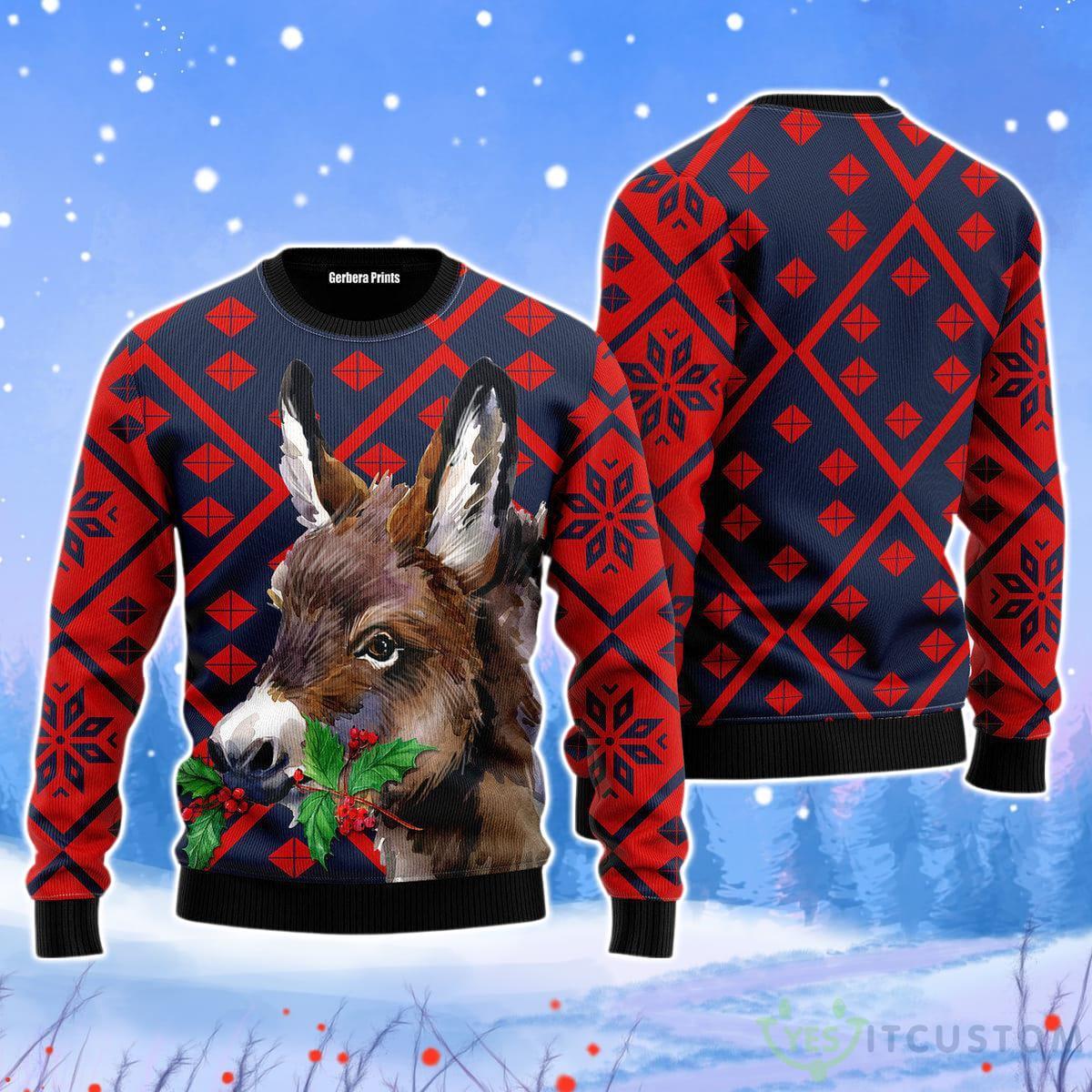 Donkey Christmas Unisex Ugly Sweater 3 Donkey Christmas Unisex Ugly Sweater Product Photo 1