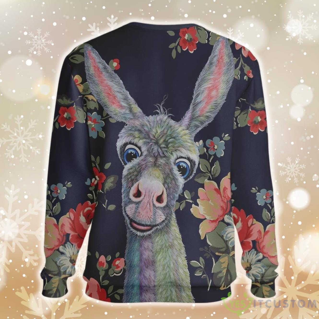 Donkey Floral Farmer Ugly Christmas Sweater 6 Donkey Floral Farmer Ugly Christmas Sweater Product Photo 2