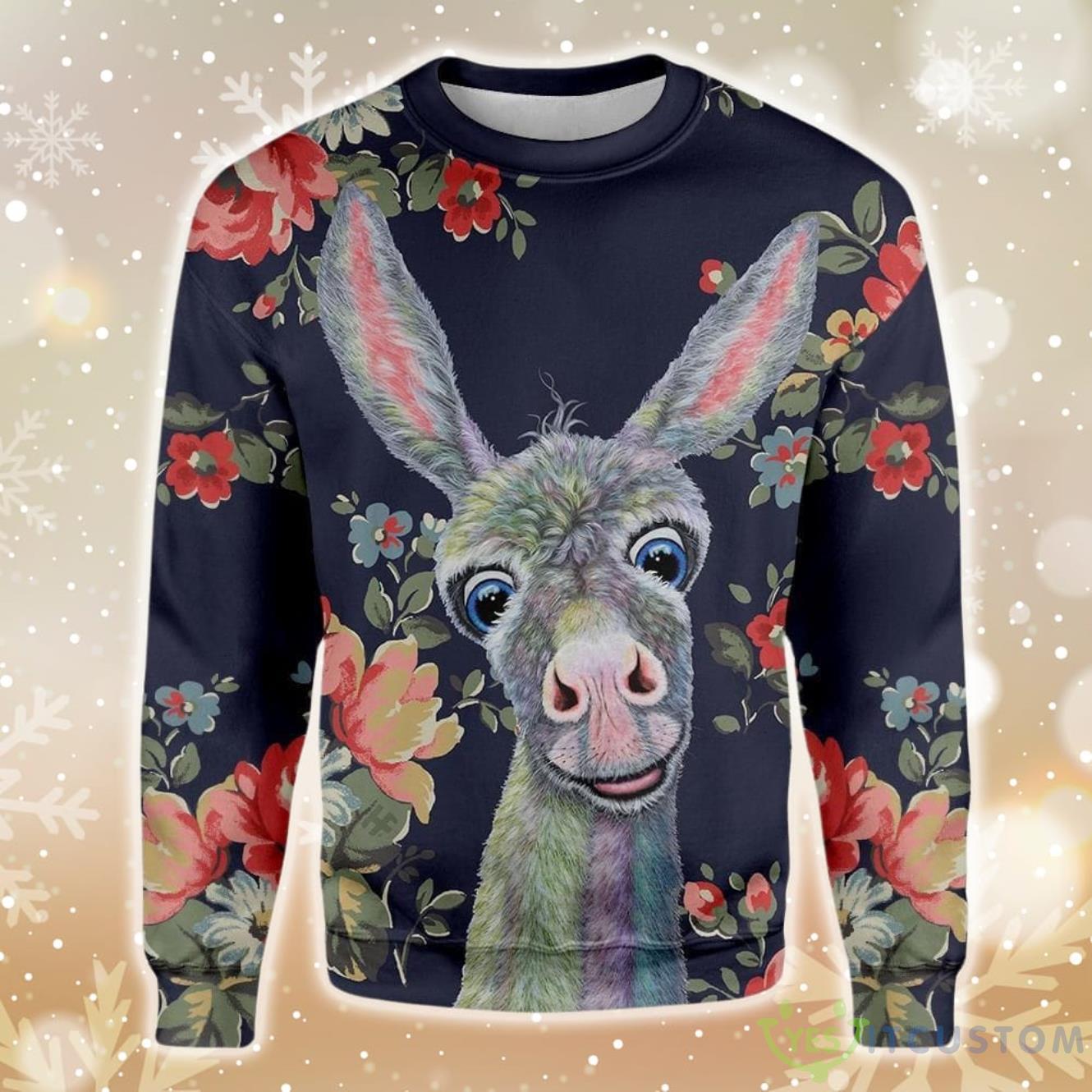 Donkey Floral Farmer Ugly Christmas Sweater 5 Donkey Floral Farmer Ugly Christmas Sweater Product Photo 1