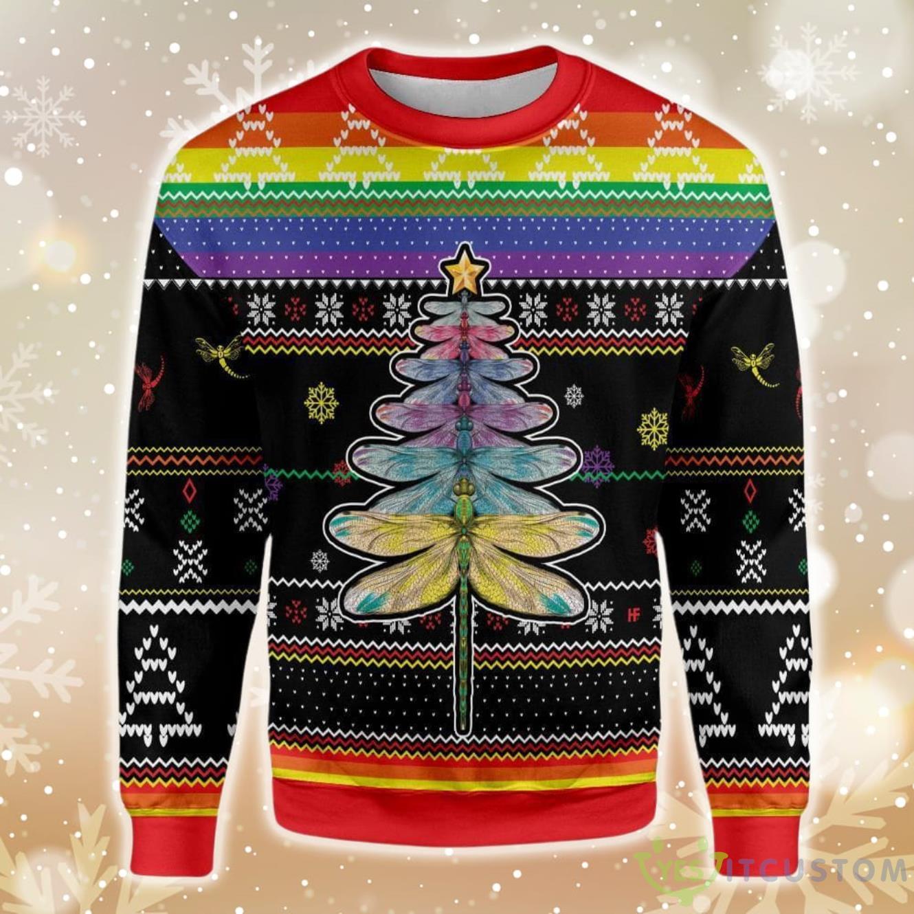 Dragonfly Christmas Tree Ugly Christmas Sweater 5 Dragonfly Christmas Tree Ugly Christmas Sweater Product Photo 1