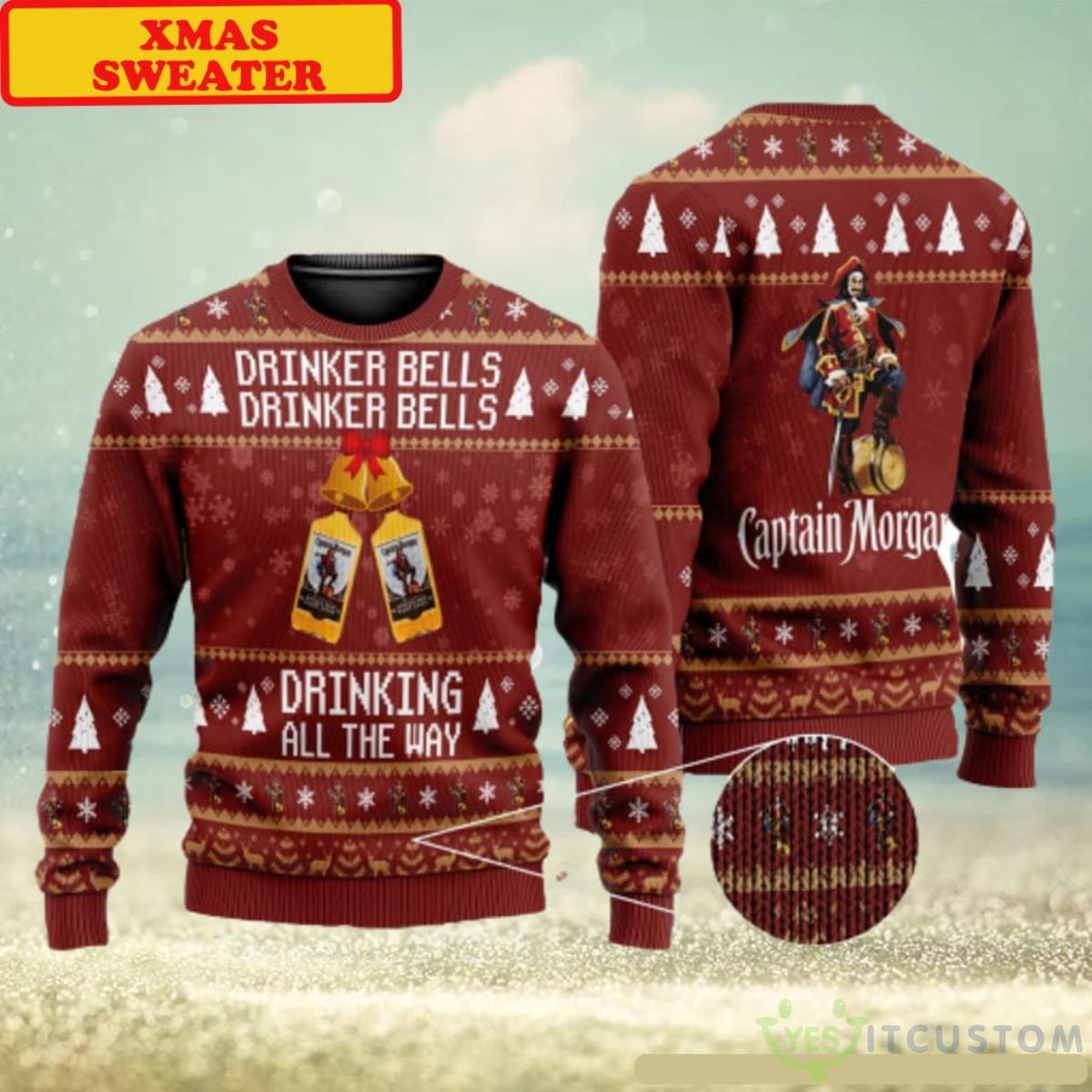 Drinker Bells Captain Morgan Ugly Christmas Sweater 3 Drinker Bells Captain Morgan Ugly Christmas Sweater - Drinker Bells Captain Morgan 3D All Over Printed Ugly Christmas Sweater Christmas Gift For Family_1