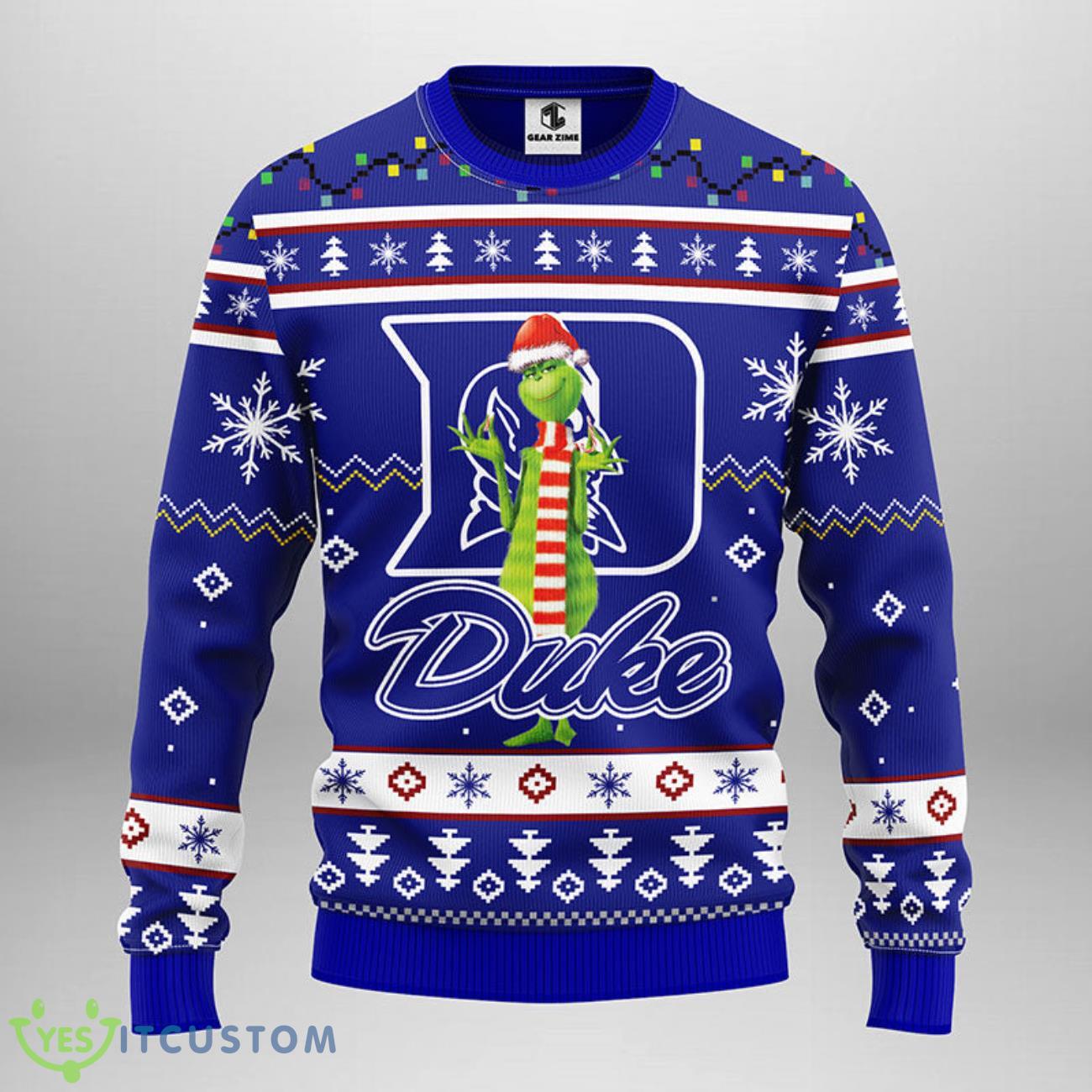 Duke Blue Devils Funny Grinch Christmas Ugly Sweater 5 Duke Blue Devils Funny Grinch Christmas Ugly Sweater Product Photo 1