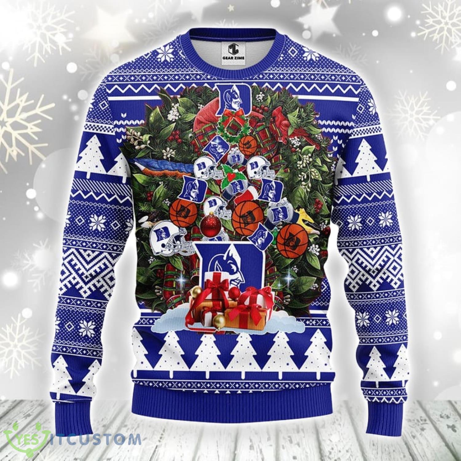 Duke Blue Devils Tree Ugly Christmas Sweater Warm Gift For Christmas 3 Duke Blue Devils Tree Ugly Christmas Sweater Warm Gift For Christmas Product Photo 1