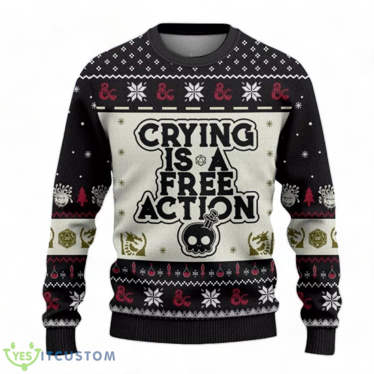 Dungeons & Dragons Crying Is A Free Action Ugly Sweater 3 Dungeons & Dragons Crying Is A Free Action Ugly Sweater Product Photo 1
