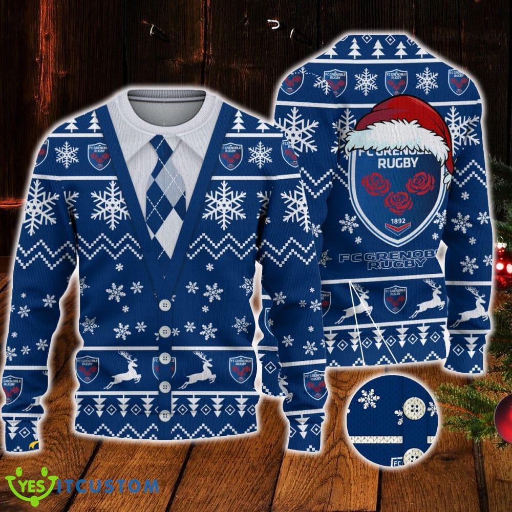 FC Grenoble Logo For Fans Santa Hat Ugly Christmas Sweater New Gift For Men And Women 3 FC Grenoble Logo For Fans Santa Hat Ugly Christmas Sweater New Gift For Men And Women - FC Grenoble Logo For Fans Santa Hat Ugly Christmas Sweater New Gift For Men And Women