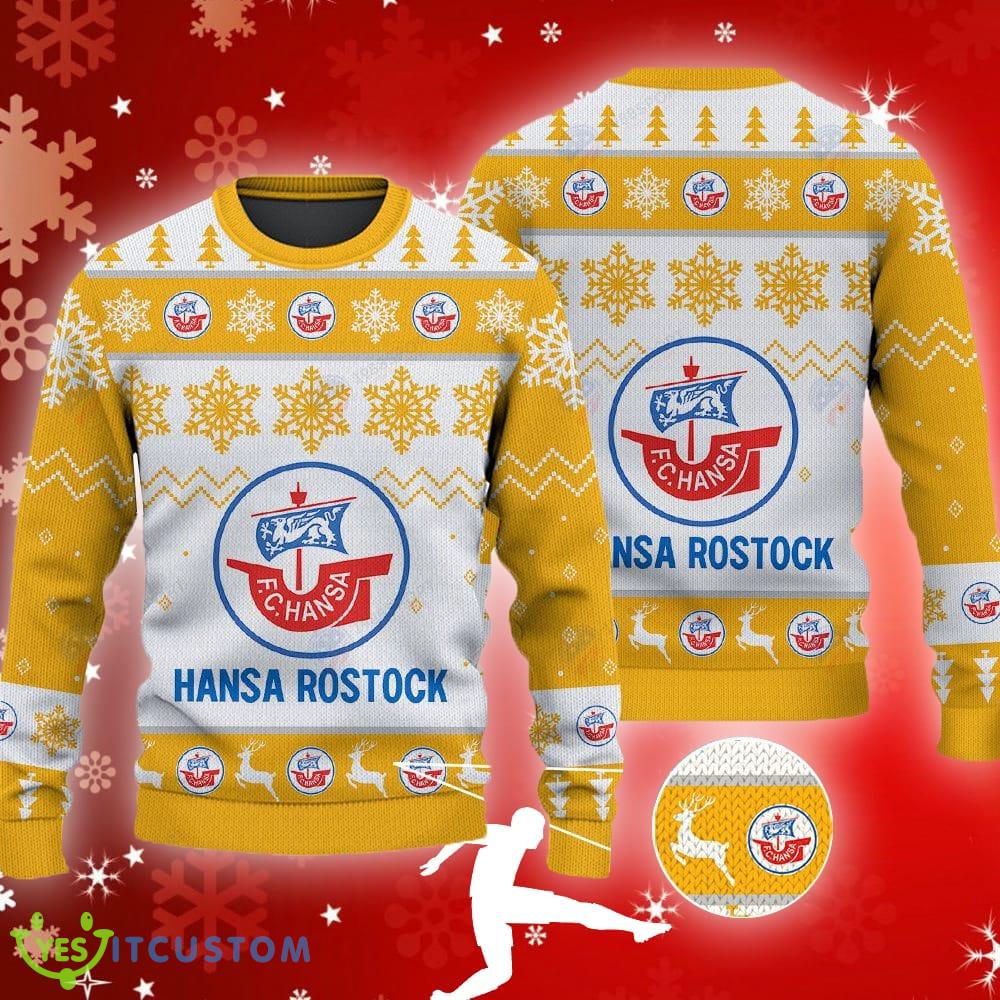F.C. Hansa Rostock Big Logo Ugly Snowflakes Reindeer Yellow Sweater AOP Gift For Fans 3 F.C. Hansa Rostock Big Logo Ugly Snowflakes Reindeer Yellow Sweater AOP Gift For Fans - F.C. Hansa Rostock Big Logo Ugly Snowflakes Reindeer Yellow Sweater AOP Gift For Fans
