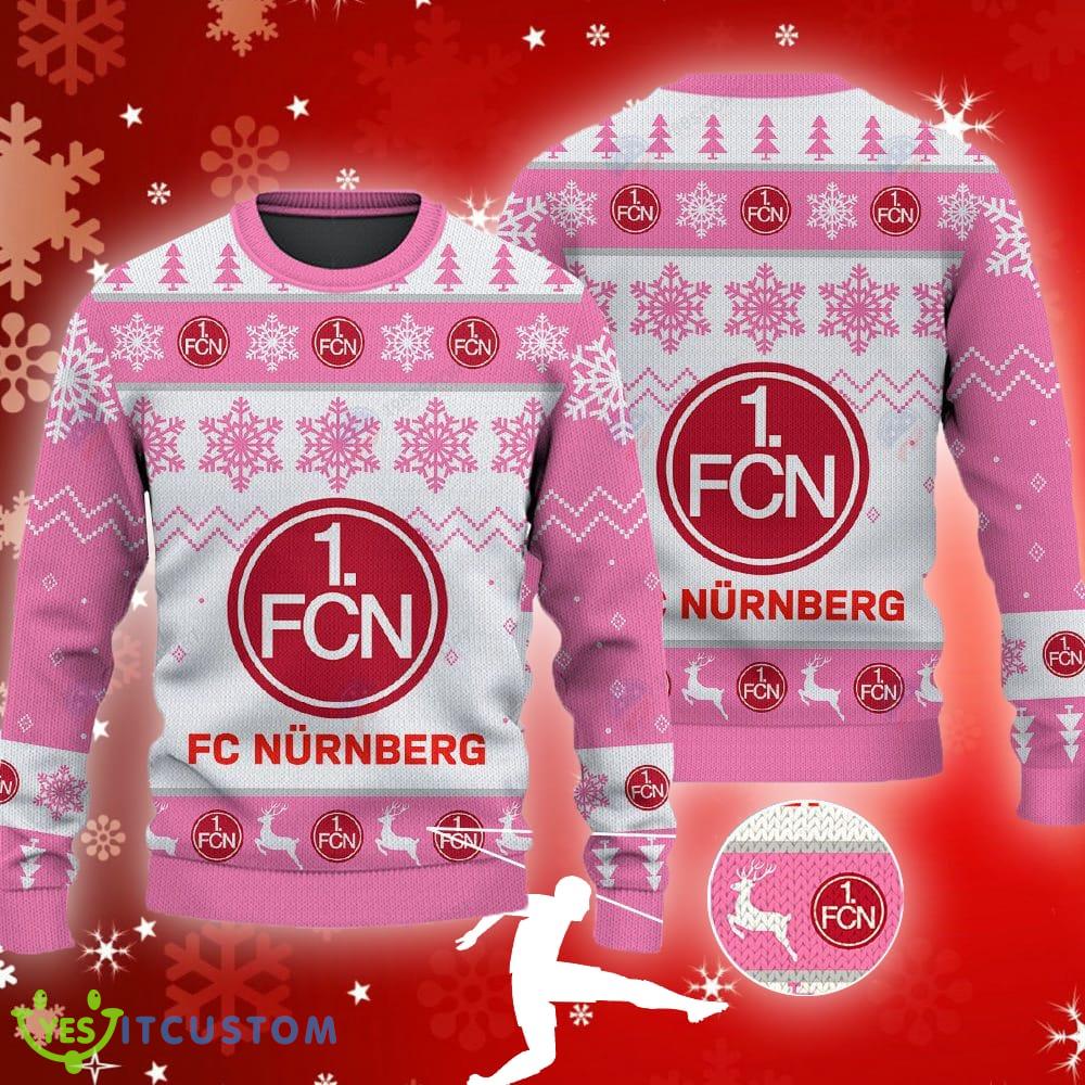 FC Nurnberg Big Logo Ugly Christmas Tree Pink Sweater Gift For Fans 3 FC Nurnberg Big Logo Ugly Christmas Tree Pink Sweater Gift For Fans - FC Nurnberg Big Logo Ugly Snowflakes Reindeer Pink Sweater Gift For Fans