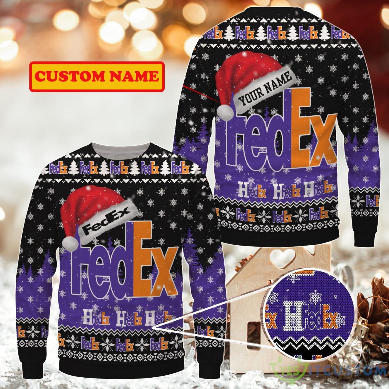 Fedex Ugly Christmas Sweater Uniform Custom Name 3 Fedex Ugly Christmas Sweater Uniform Custom Name Product Photo 1