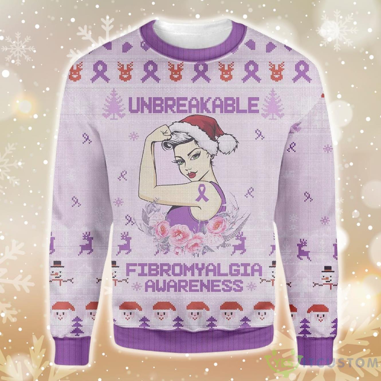 Fibromyalgia Awareness Unbreakable Ugly Christmas Sweater 5 Fibromyalgia Awareness Unbreakable Ugly Christmas Sweater Product Photo 1