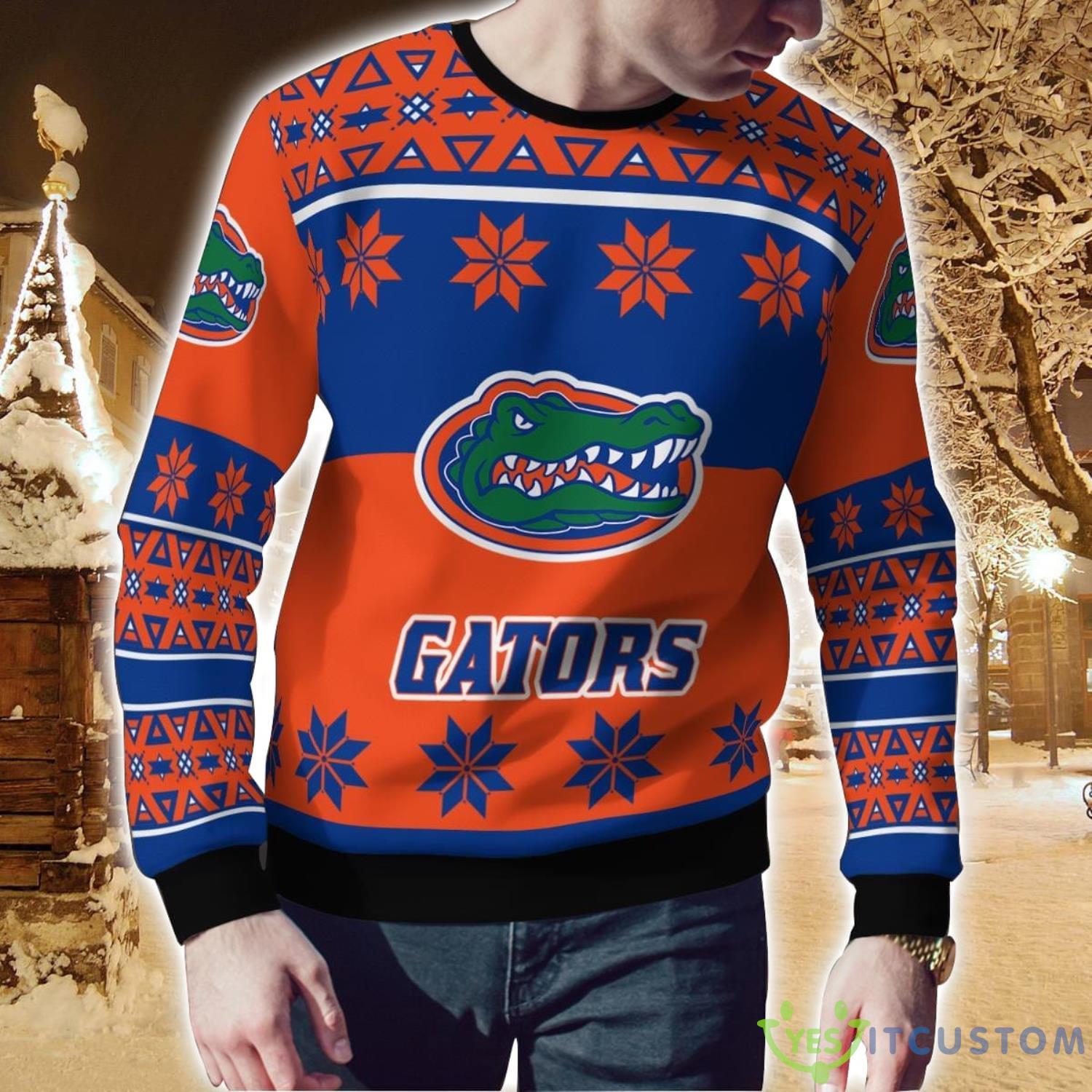 Florida Gators Logo Big Snowflake Pattern Ugly Christmas Sweater 6 Florida Gators Logo Big Snowflake Pattern Ugly Christmas Sweater Product Photo 2