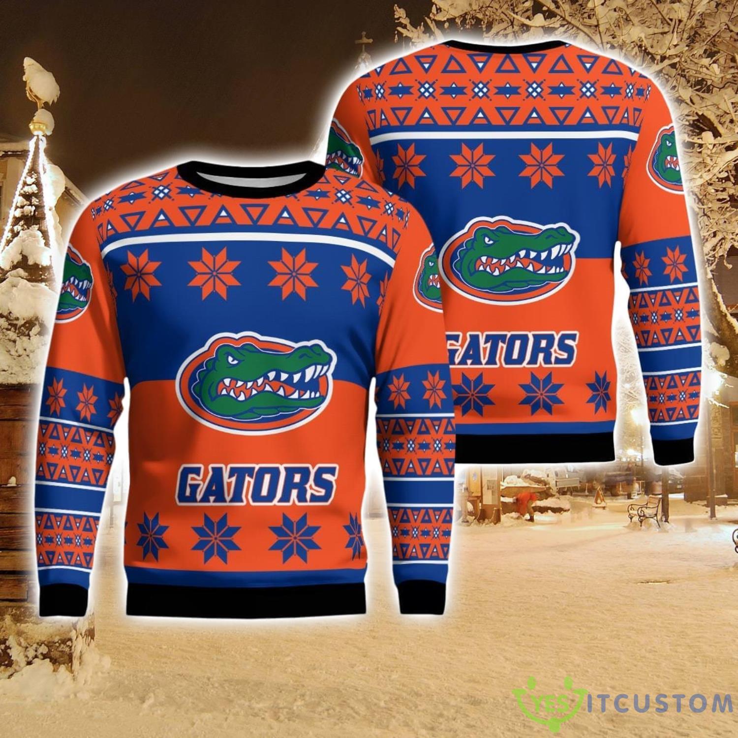 Florida Gators Logo Big Snowflake Pattern Ugly Christmas Sweater 5 Florida Gators Logo Big Snowflake Pattern Ugly Christmas Sweater Product Photo 1