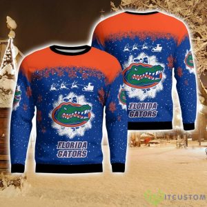 Florida Gators Santa sleigh driving reindeer Pattern Ugly Christmas Sweater Product Photo 1