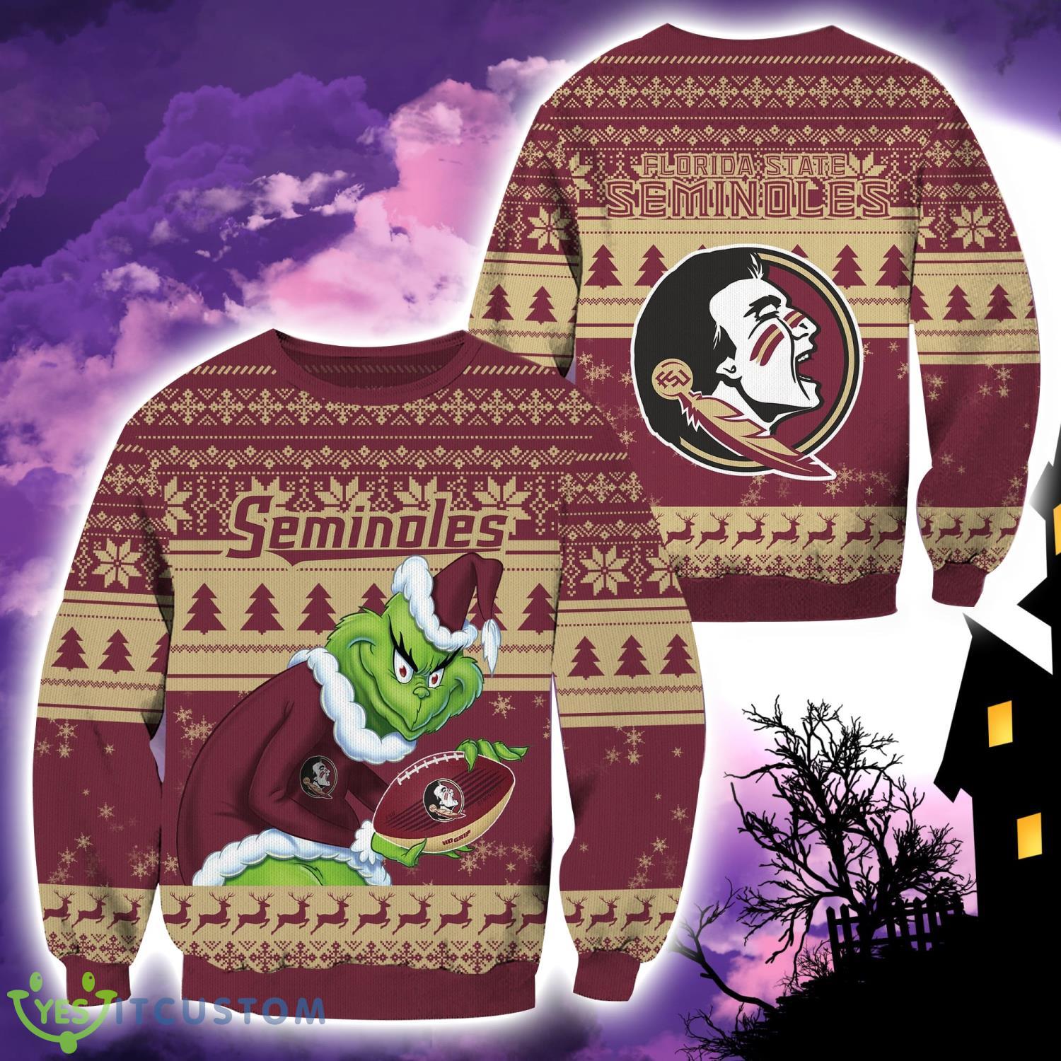 Florida State Seminoles NCAA Grinch Hug Logo Ugly Christmas Sweater Special Christmas Gift For Fans 3 Florida State Seminoles NCAA Grinch Hug Logo Ugly Christmas Sweater Special Christmas Gift For Fans Product Photo 1