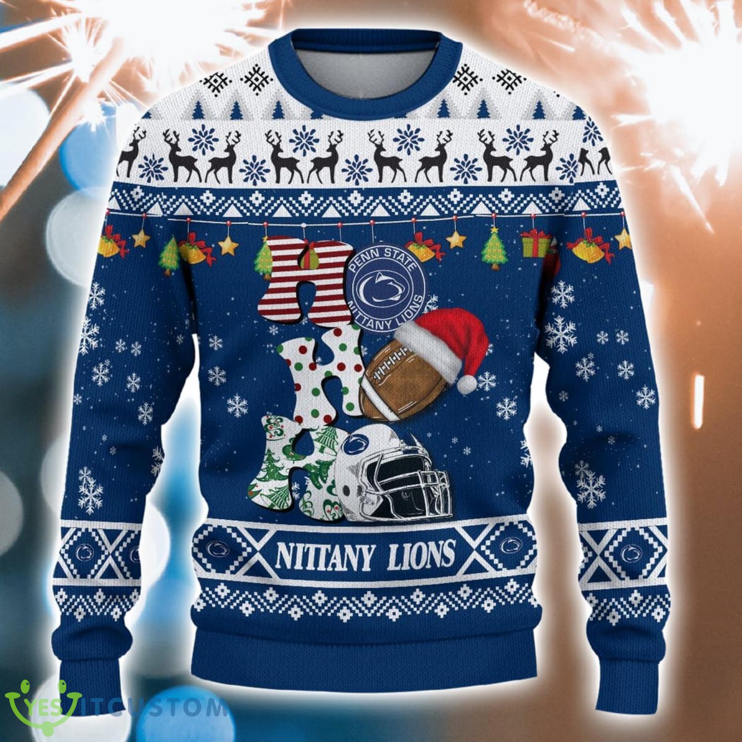 For NCAA Fans Penn State Nittany Lions HO HO HO Ugly Christmas Sweater Custom Name Funny Christmas Gift 8 For NCAA Fans Penn State Nittany Lions HO HO HO Ugly Christmas Sweater Custom Name Funny Christmas Gift Product Photo 2