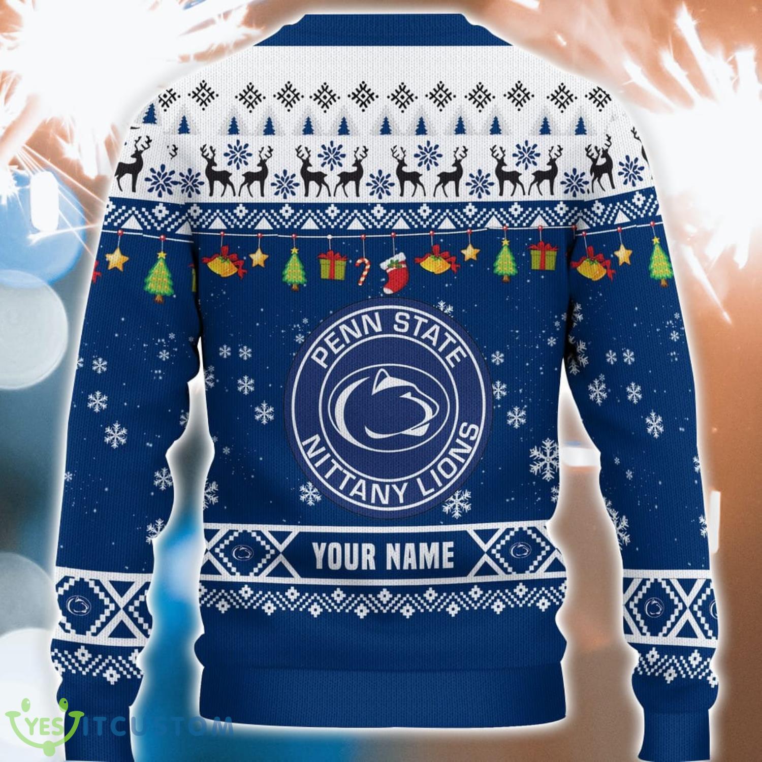 For NCAA Fans Penn State Nittany Lions HO HO HO Ugly Christmas Sweater Custom Name Funny Christmas Gift 3 For NCAA Fans Penn State Nittany Lions HO HO HO Ugly Christmas Sweater Custom Name Funny Christmas Gift Product Photo 3