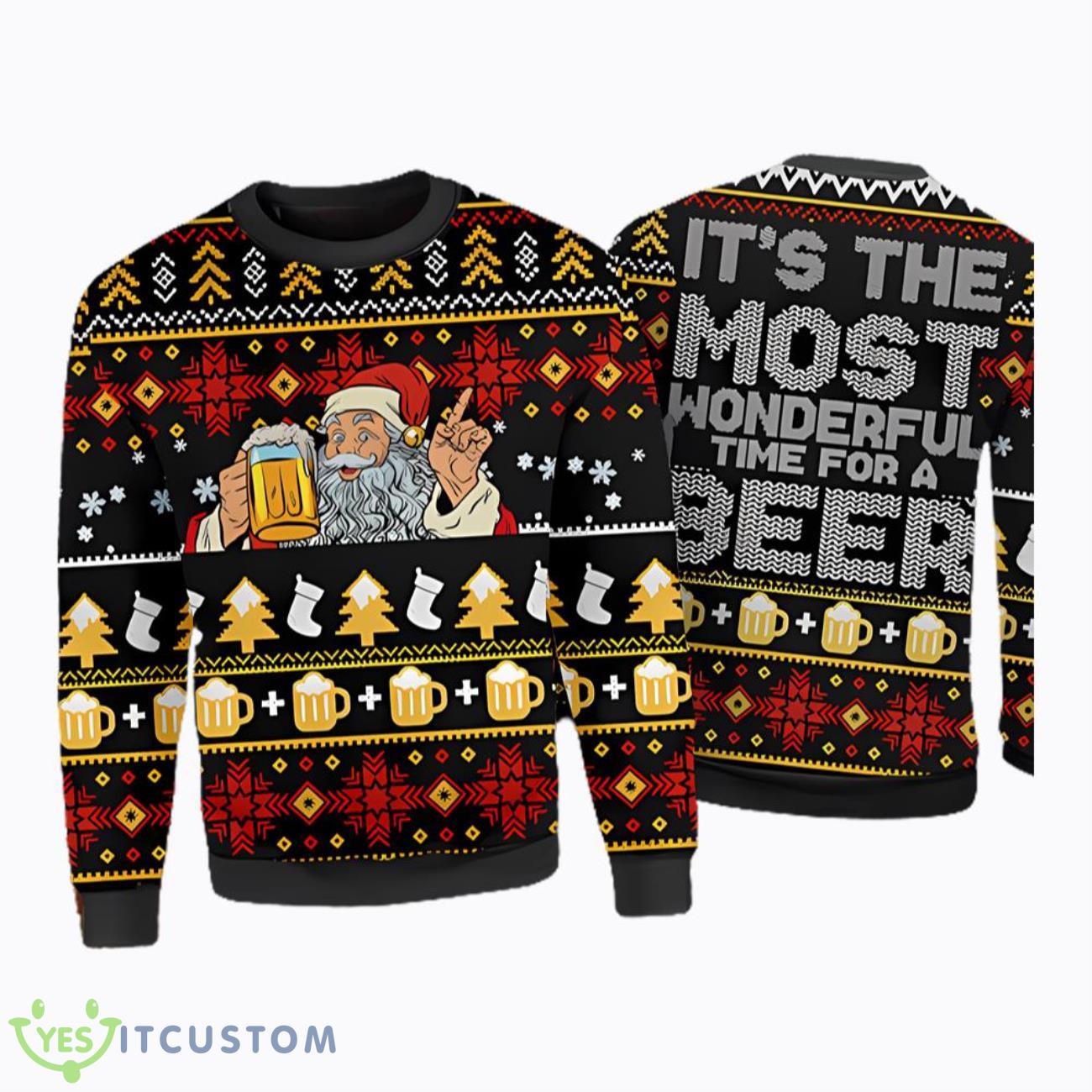 Funny Santa Beer Drinker Ugly Christmas Sweater 3 Funny Santa Beer Drinker Ugly Christmas Sweater Product Photo 1
