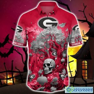 Georgia Bulldogs Halloween Trending Skull 3D Hawaiian Shirt For Fans Gift Christmas Men And Women - Georgia Bulldogs Halloween Skull Trending Hawaii Shirt New Arrivals_3