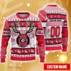 Georgia Bulldogs Reindeer Pattern Special Custom Name And Number Ugly Christmas Sweater NCAA Fans Gifft Product Photo 1