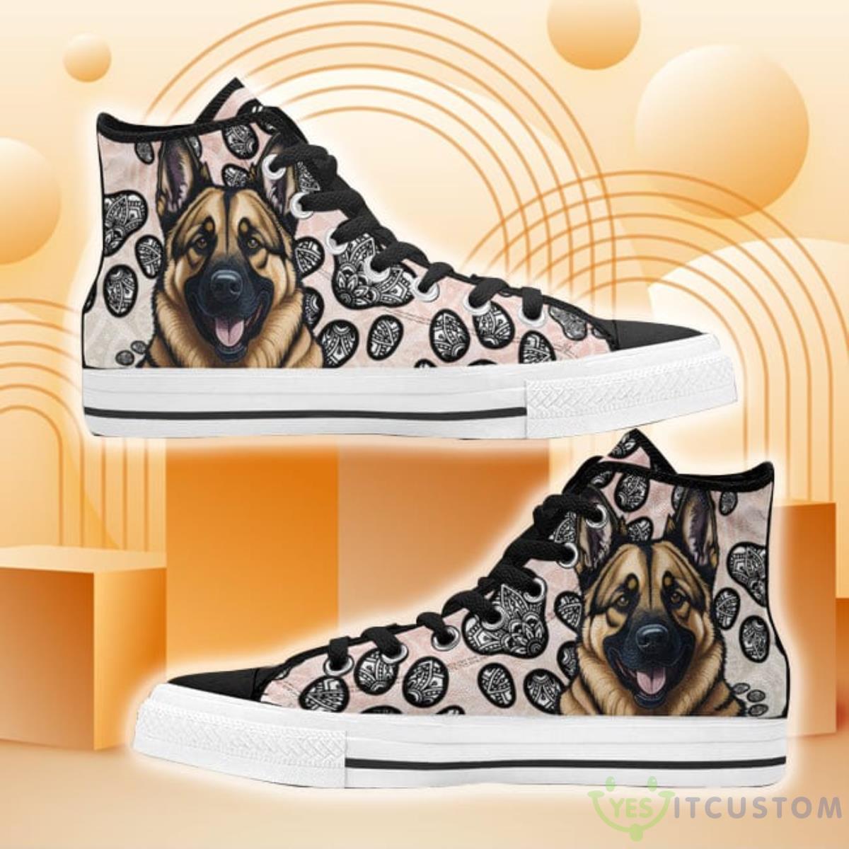 German Shepherd High Top Shoes Black And White Mandala YesItCustom