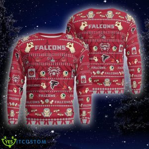 Gift Fans Atlanta Falcons Spooky Ghost Pumpkin Knitted 3D Sweater For Men And Women - Atlanta Falcons Spooky Ghost Pumpkin Christmas Knitted Sweater Photo 1