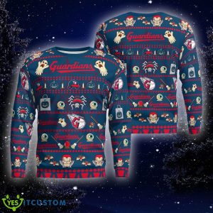 Gift Fans Cleveland Guardians Spooky Ghost Pumpkin Ugly 3D Sweater For Xmas - Cleveland Guardians Spooky Ghost Pumpkin Christmas Knitted Sweater Photo 1