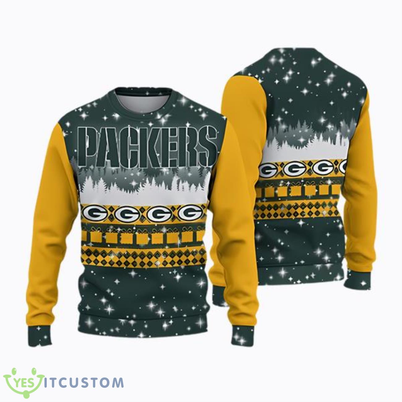 Green Bay Packers Christmas Forrest Pattern Ugly Christmas Sweater 3 Green Bay Packers Christmas Forrest Pattern Ugly Christmas Sweater Product Photo 1