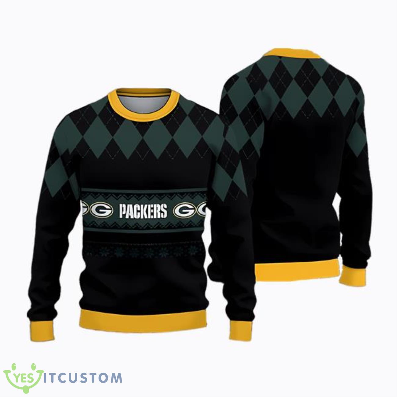 Green Bay Packers Diamond Pattern Ugly Christmas Sweater 3 Green Bay Packers Diamond Pattern Ugly Christmas Sweater Product Photo 1
