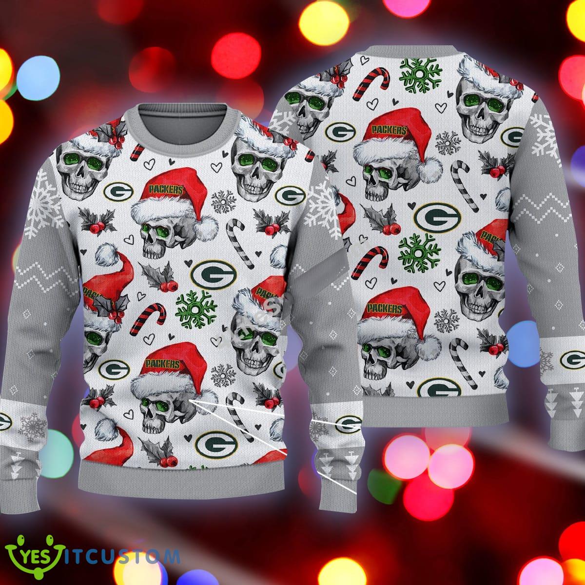 Green Bay Packers Logo Skull Candy Cane Pattern Grey Ugly Xmas Sweater 3 Green Bay Packers Logo Skull Candy Cane Pattern Grey Ugly Xmas Sweater - Green Bay Packers Logo Skull Candy Cane Pattern Grey Ugly Xmas Sweater